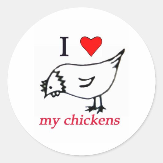 Ik hou van mijn kippen ronde sticker (Voorkant)