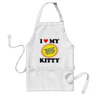 Ik hou van mijn kitty AANPASBAAR Standaard Schort
