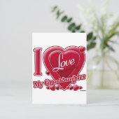 Ik hou van mijn kleindochter rood - hart briefkaart (Staand voorkant)