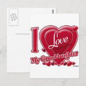 Ik hou van mijn kleindochter rood - hart briefkaart (Voorkant / Achterkant)