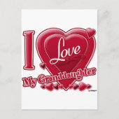 Ik hou van mijn kleindochter rood - hart briefkaart (Voorkant)