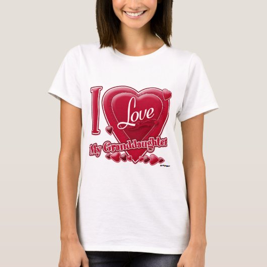 Ik hou van mijn kleindochter rood - hart t-shirt (Voorkant)