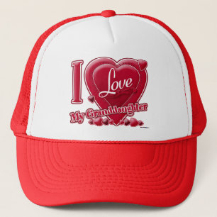 Ik hou van mijn kleindochter rood - hart trucker pet