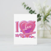 Ik hou van mijn kleindochter roze/paars - hart briefkaart (Staand voorkant)