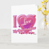 Ik hou van mijn kleindochter roze/paars - hart kaart (Gele Bloem)