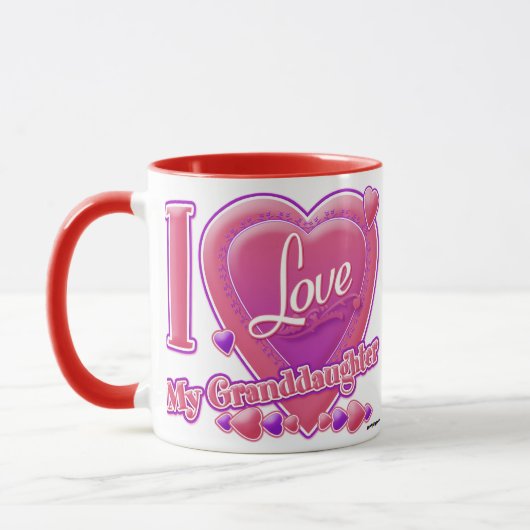 Ik hou van mijn kleindochter roze/paars - hart mok (Links)