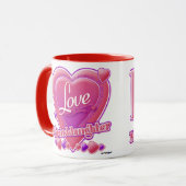 Ik hou van mijn kleindochter roze/paars - hart mok (Voorkant links)