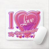 Ik hou van mijn kleindochter roze/paars - hart muismat (Met muis)