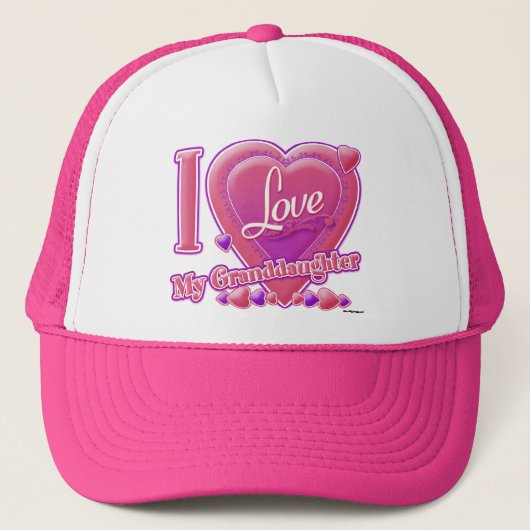 Ik hou van mijn kleindochter roze/paars - hart trucker pet (Voorkant)