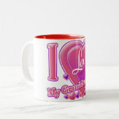 Ik hou van mijn kleindochter roze/paars - hart tweekleurige koffiemok (Voorkant links)
