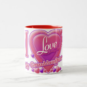 Ik hou van mijn kleindochter roze/paars - hart tweekleurige koffiemok