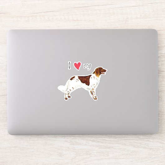 Ik hou van mijn kleine Munsterlander Vinyl Sticker (Computer)