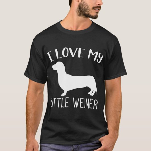 Ik hou van mijn kleine Weiner Dachshund Hondenlief T-shirt (Voorkant)