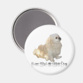 Ik hou van mijn kleine witte hond - Pekingees ! Magneet (Voorkant / Achterkant)