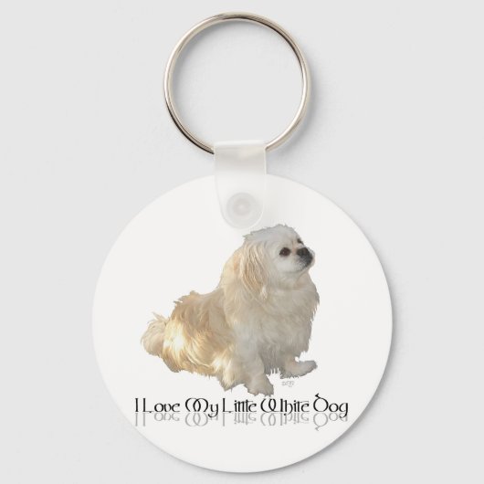 Ik hou van mijn kleine witte hond - Pekingees ! Sleutelhanger (Voorkant)