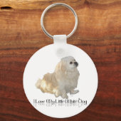 Ik hou van mijn kleine witte hond - Pekingees ! Sleutelhanger (Voorkant)