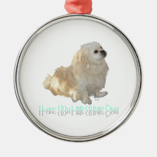 Ik hou van mijn kleine witte hond - Pekingese! Metalen Ornament