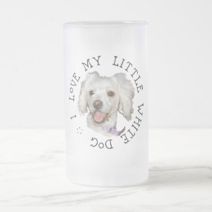 Ik hou van mijn kleine witte hond Poodle / Bichon Matglas Bierpul