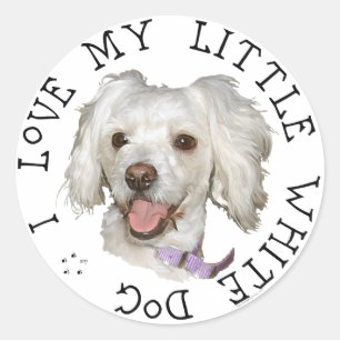 Ik hou van mijn kleine witte hond Poodle / Bichon Ronde Sticker