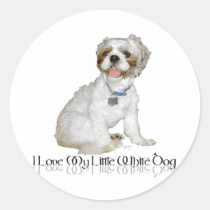 Ik hou van mijn kleine witte hond - Shih Tzu Ronde Sticker