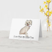 Ik hou van mijn kleine witte hond - wieg / bichon- kaart (Gele Bloem)