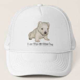 Ik hou van mijn kleine witte hond - witte puppy trucker pet