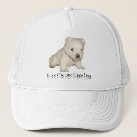 Ik hou van mijn kleine witte hond - witte puppy trucker pet (Voorkant)