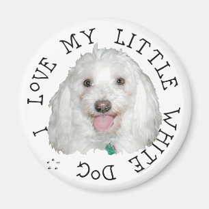 Ik hou van mijn kleine witte (reddings)hond magneet