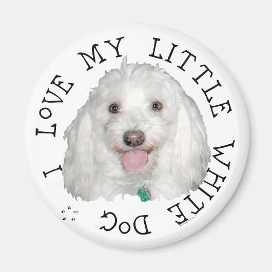 Ik hou van mijn kleine witte (reddings)hond magneet (Voorkant)