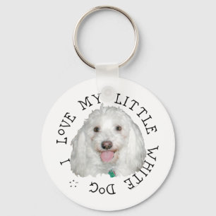 Ik hou van mijn kleine witte (reddings)hond sleutelhanger