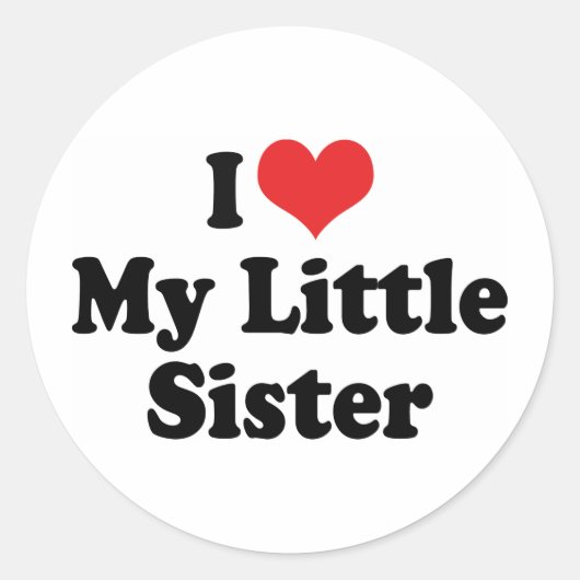 Ik hou van mijn kleine zusje ronde sticker (Voorkant)