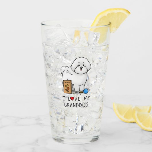 Ik hou van mijn kleinhond Bichon Frise Dog - groot Glas (Achterkant ijs)