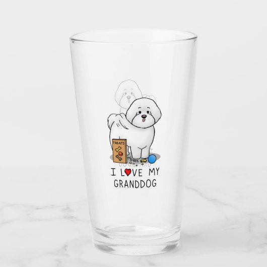 Ik hou van mijn kleinhond Bichon Frise Dog - groot Glas (Voorkant)