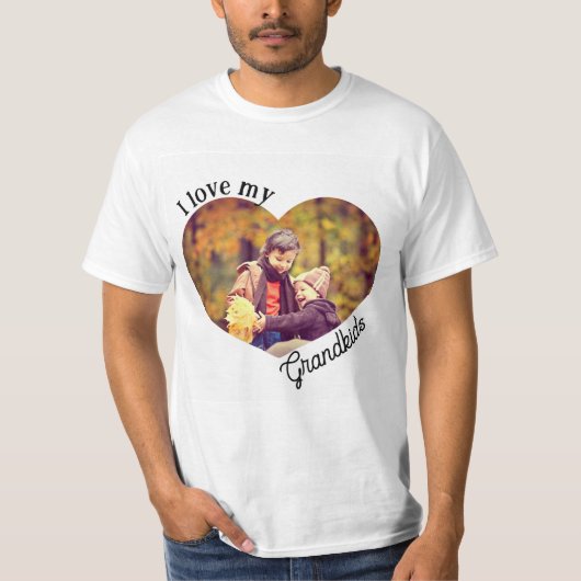 Ik hou van mijn kleinkinderen hart foto oma opa t-shirt (Voorkant)
