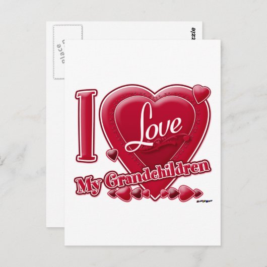 Ik hou van mijn kleinkinderen rode harten briefkaart (Voorkant / Achterkant)