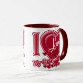 Ik hou van mijn kleinkinderen rode harten mok (Voorkant rechts)