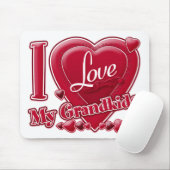 Ik hou van mijn kleinkinderen rood - hart muismat (Met muis)