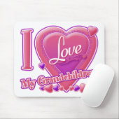 Ik hou van mijn kleinkinderen roze/paars - hart muismat (Met muis)