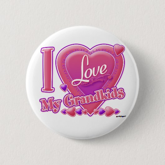 Ik hou van mijn kleinkinderen roze/paars - hart ronde button 5,7 cm (Voorkant)