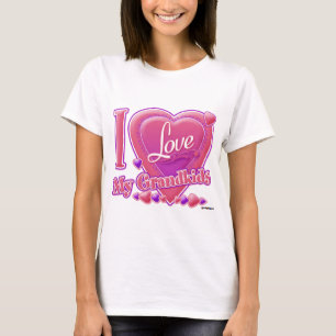 Ik hou van mijn kleinkinderen roze/paars - hart t-shirt