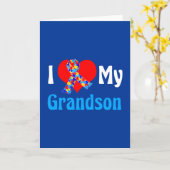 Ik hou van mijn kleinzoon Autism Grandparent Blue  Kaart (Gele Bloem)