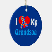 Ik hou van mijn kleinzoon Autism Grandparent Blue  Keramisch Ornament (Rechts)