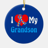 Ik hou van mijn kleinzoon Autism Grandparent Blue  Keramisch Ornament (Voorkant)