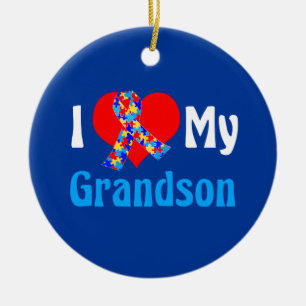 Ik hou van mijn kleinzoon Autism Grandparent Blue  Keramisch Ornament