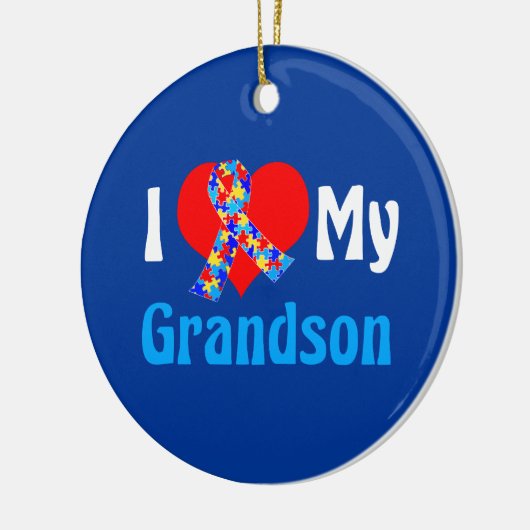 Ik hou van mijn kleinzoon Autism Grandparent Blue  Keramisch Ornament (Links)