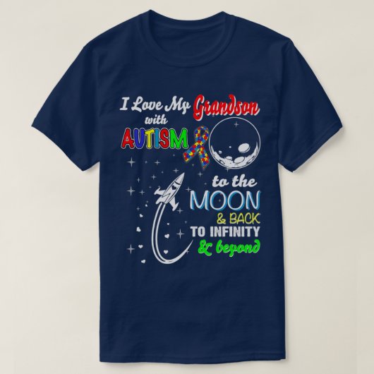 Ik hou van mijn kleinzoon met autisme op de maan e t-shirt (Design voorkant)