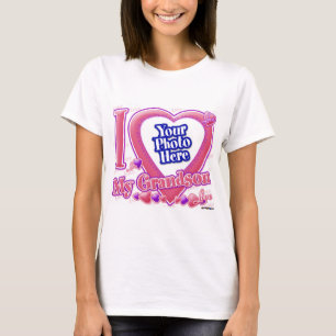 Ik hou van mijn kleinzoon roze/paars - foto t-shirt