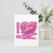 Ik hou van mijn kleinzoon roze/paars - hart briefkaart (Staand voorkant)