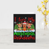 Ik hou van mijn kleuterschool rendieren kerst lera kaart (Gele Bloem)