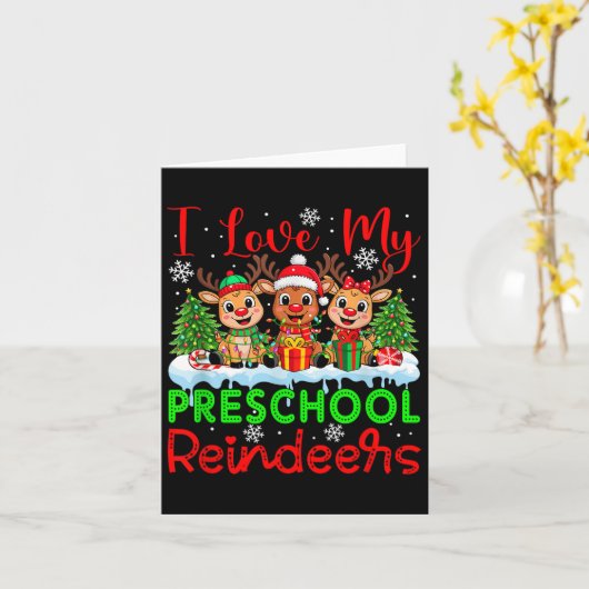 Ik hou van mijn kleuterschool rendieren kerst lera kaart (Gele Bloem)